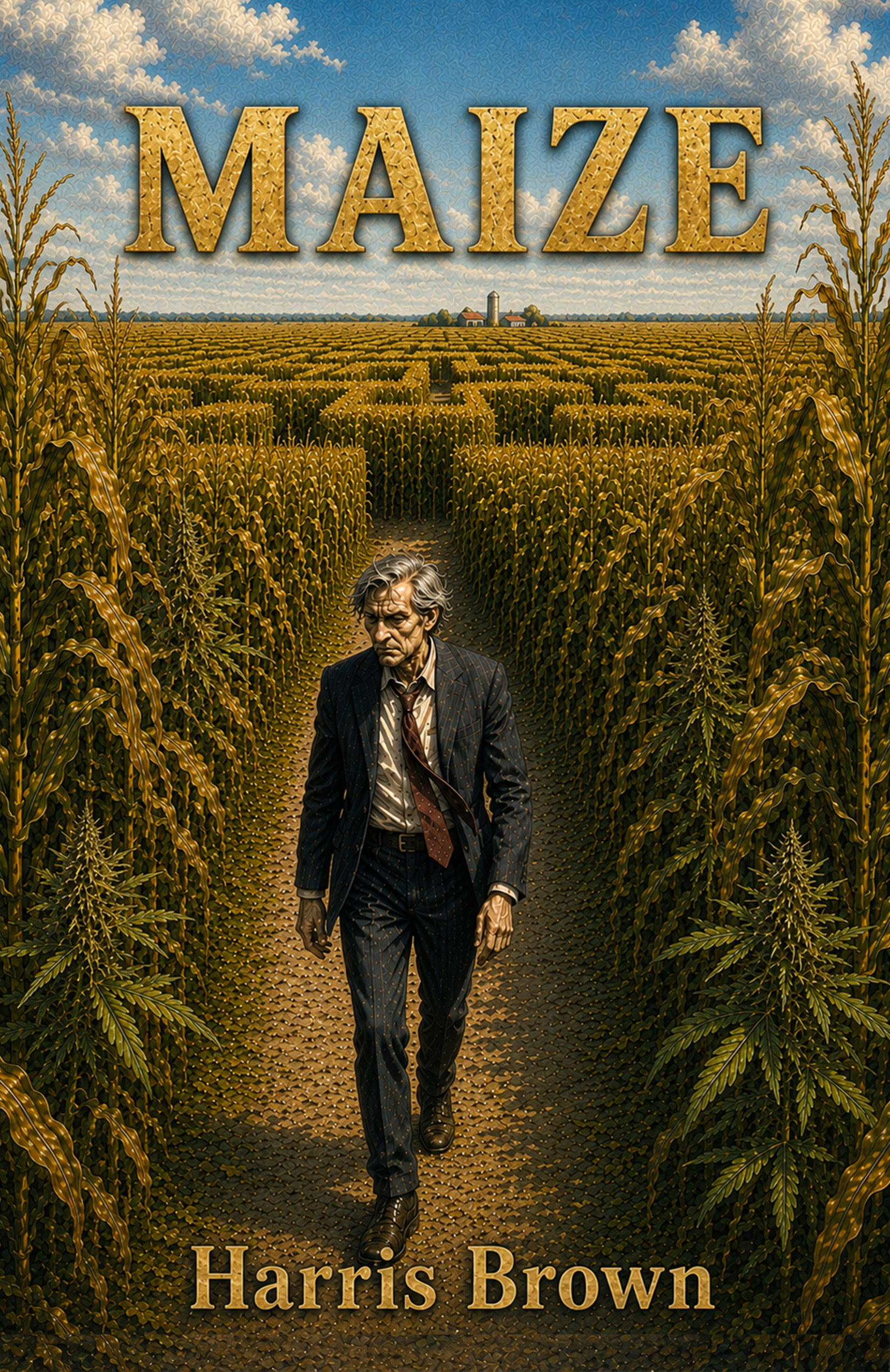 A man walking through a corn field